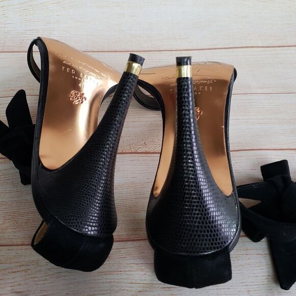 Ted Baker Sackina Leather/Suede Ankle Strap Heels - Picture 13 of 15